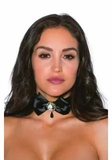 Choker Ribbon Bow Cameo Black