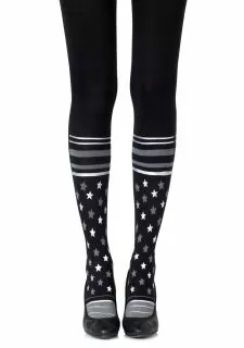 Zohara "Sock It To Me" Grey Silver Print Tights