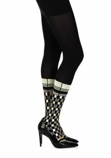 Zohara "Happy Socks" Black Print Tights