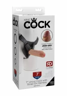 King Cock 7 Inch Uncut with Strap on Harness