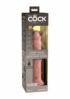 King Cock Elite 9 Inch Vibrating Silicone Dual Density Dildo with Remote