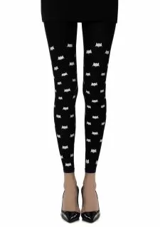 Zohara "Super Hero" Black Print Footless Tights