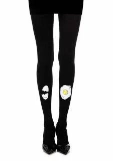 Zohara "Sunny Side Up" Black Print Tights