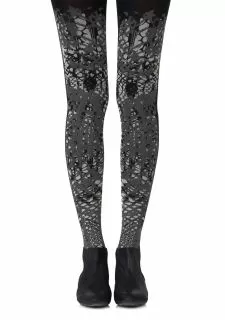 Zohara "Tip The Scale" Light Grey Print Tights