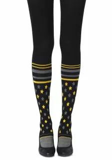 Zohara "Sock It To Me" Black Print Tights