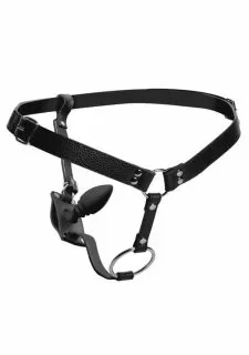 STRICT Male Cock Ring Harness with Silicone Anal Plug