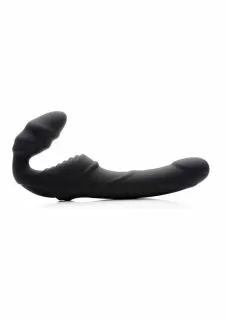 Strap U Slim Rider Ribbed Vibrating Silicone Strapless Strap On