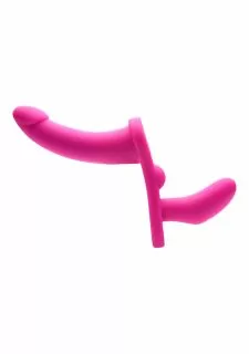 Strap U Double Take 10X Double Penetration Vibrating Strap-on Harness - Purple