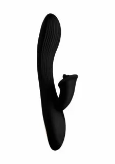 XR Brands 7X Bendable Silicone Rabit Clit Stim Vibrator - Black