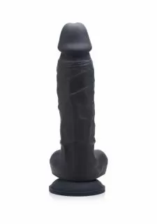 Strap U Power Pecker 7 Inch Silicone Dildo w/ Balls - Black