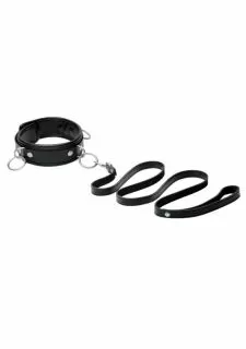 Mistress 3 Ring Leather Collar with Leash