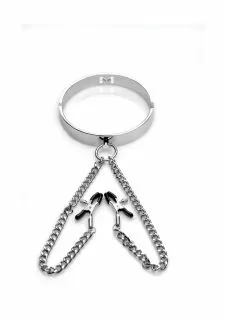 Mistress Slave Collar and Cuff - Silver