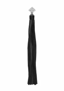 Ouch! Pain Sparkling Pointed Handle Leather Flogger - Black