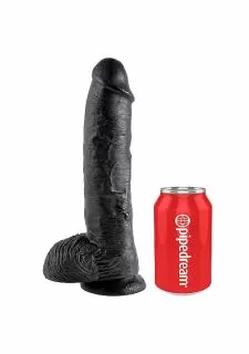 King Cock 10 Inch Realistic Dildo With Balls -Black