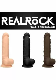 Real Rock Realistic Silicone Suction Cup Dildo With Balls 7 Inch